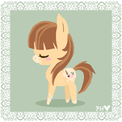 Size: 603x603 | Tagged: safe, artist:ne-chi, oc, oc:pastel heart, pony, eyes closed, simple background, transparent background