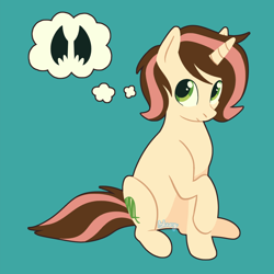 Size: 1280x1280 | Tagged: safe, artist:flightless-fox, oc, oc only, pony, unicorn, solo, thought bubble