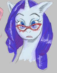 Size: 487x619 | Tagged: safe, artist:prunesart, rarity, pony, unicorn, g4, glasses, open mouth, solo