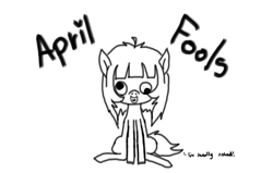 Size: 936x597 | Tagged: safe, artist:ne-chi, oc, pony, april fools 2014, derp, eyes closed, simple background, white background