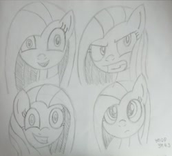 Size: 1280x1157 | Tagged: safe, artist:retroponybro, pinkie pie, earth pony, pony, g4, angry, drawing, female, looking at you, pinkamena diane pie, solo, traditional art