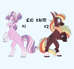 Size: 4096x3781 | Tagged: safe, artist:fizzlefer, oc, oc only, earth pony, pony, unicorn, adoptable, bandana, duo, simple background