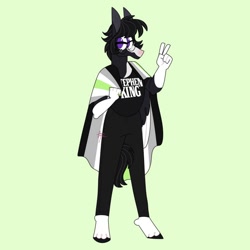 Size: 894x894 | Tagged: safe, artist:fizzlefer, oc, oc only, anthro, clothes, glasses, peace sign, shirt, simple background, solo, stephen king