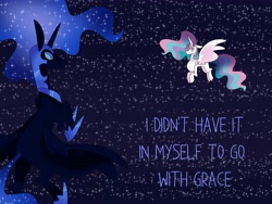 Size: 4096x3072 | Tagged: safe, artist:fizzlefer, part of a set, nightmare moon, princess celestia, alicorn, pony, g4, dialogue, duo, gradient background