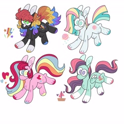 Size: 4096x4096 | Tagged: safe, artist:fizzlefer, oc, oc only, earth pony, pegasus, pony, unicorn, adoptable, group, simple background, white background