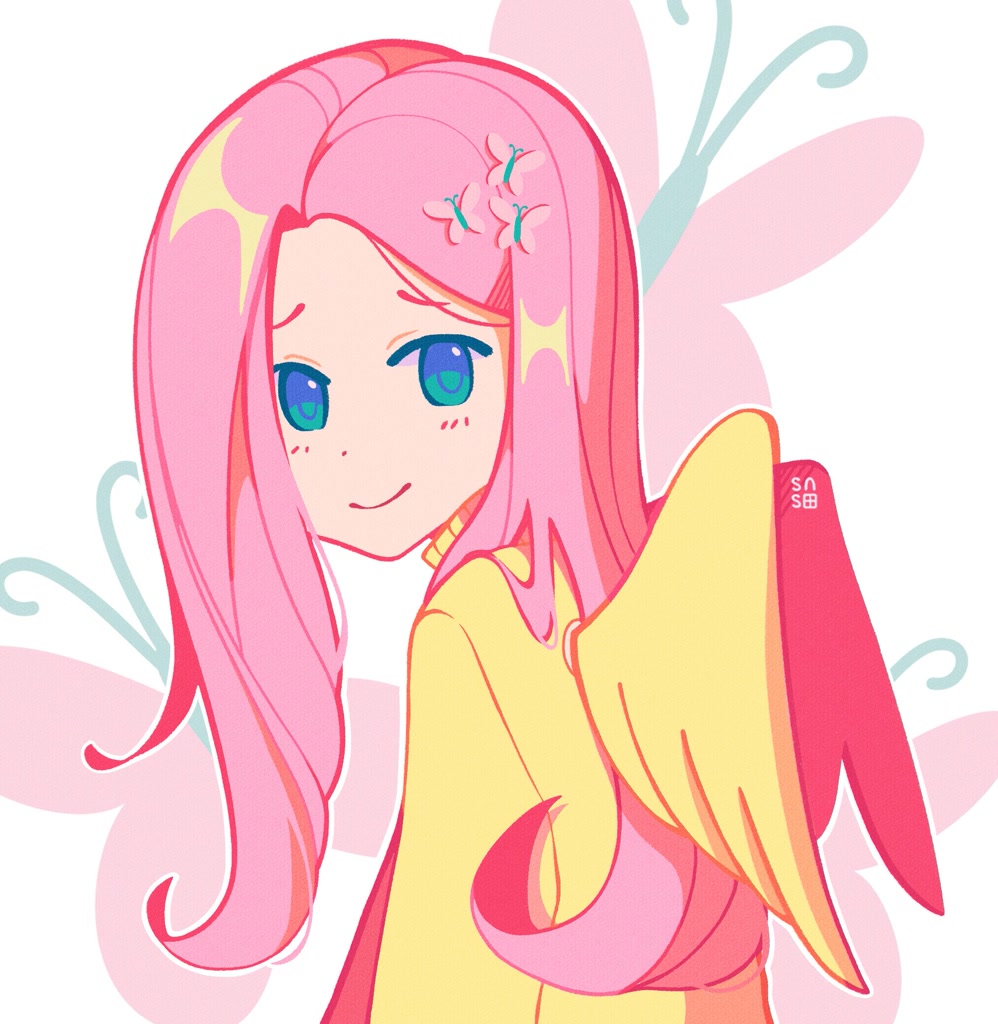 #3090965 - safe, artist:sashinanigans, fluttershy, human, g4, cutie ...