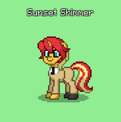 Size: 826x833 | Tagged: safe, sunset shimmer, pony, unicorn, g4, clothes, crystal curtain: world aflame, douglas macarthur, field marshal, green background, necktie, simple background, solo