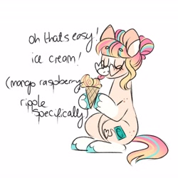 Size: 4096x4096 | Tagged: safe, artist:fizzlefer, oc, oc only, earth pony, pony, eating, food, ice cream, simple background, solo, white background