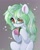 Size: 2000x2500 | Tagged: safe, artist:shelti, oc, oc only, pony, unicorn, colored pupils, commission, drink, female, food, glasses, gray background, hair tie, heart, high res, hoof hold, horn, looking at you, mare, mug, simple background, sitting, smiling, solo, tea, unshorn fetlocks