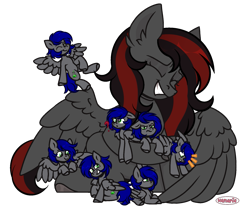 Size: 1931x1622 | Tagged: safe, artist:howie, oc, oc:mb midnight breeze, oc:se solar eclipse, pegasus, pony, cute, emotions, female, happy, hug, hugging a pony, macro, macro/micro, male, mare, micro, pegasus oc, stallion