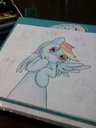 Size: 250x333 | Tagged: safe, artist:fluttersdoodles, rainbow dash, pegasus, pony, g4, female, pencil drawing, solo, traditional art