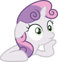 Size: 932x996 | Tagged: safe, artist:sollace, derpibooru exclusive, sweetie belle, pony, unicorn, g4, .svg available, cute, female, filly, floppy ears, foal, noodle arms, simple background, solo, svg, thinking, transparent background, vector