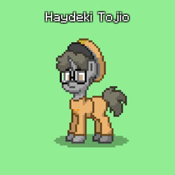 Size: 822x824 | Tagged: safe, oc, oc only, oc:haydeki tojio, pony, unicorn, crystal curtain: world aflame, glasses, green background, horn, military, neighpon, simple background, solo, unicorn oc