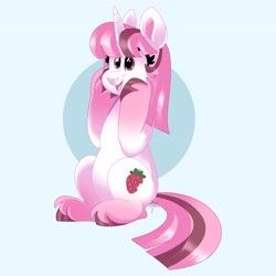 Size: 4096x4096 | Tagged: safe, artist:fizzlefer, oc, oc only, oc:strawberry smoothie (funnyhat12), pony, unicorn, simple background, solo