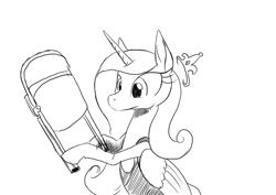 Size: 1000x707 | Tagged: safe, artist:darkhestur, derpibooru exclusive, princess cadance, alicorn, pony, g4, :|, april fools 2023, bodysuit, chair, clothes, female, folding chair, grayscale, hoof hold, mare, monochrome, simple background, sketch, solo, sports, white background, wrestling
