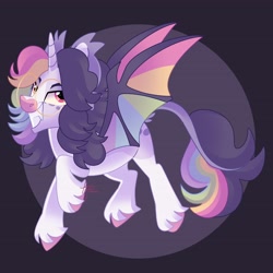 Size: 4096x4096 | Tagged: safe, artist:fizzlefer, oc, oc only, alicorn, bat pony, bat pony alicorn, pony, bat wings, gradient background, horn, solo, wings