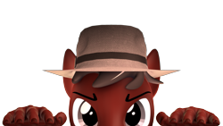 Size: 1031x580 | Tagged: safe, artist:seriff-pilcrow, oc, oc only, oc:phillip finder, anthro, 3d, hat, looking at you, no source available, peeking, source filmmaker, the fourth wall cannot save you, trilby