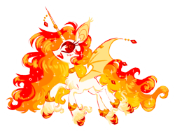 Size: 1280x955 | Tagged: safe, artist:webkinzworldz, daybreaker, princess celestia, alicorn, bat pony, bat pony alicorn, pony, g4, alternate design, anklet, bat ears, bat wings, blush scribble, bracelet, chest fluff, choker, colored eyelashes, colored hooves, colored wings, ear tufts, ethereal hair, ethereal mane, ethereal tail, eyeshadow, fangs, horn, horn jewelry, horn ring, jewelry, makeup, open mouth, red eyes, ring, simple background, solo, sparkly mane, sparkly tail, spread wings, tail, transparent background, unshorn fetlocks, wing jewelry, wings