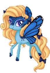 Size: 211x307 | Tagged: safe, artist:ne-chi, oc, oc only, oc:blue peleide, butterfly pony, pony, animated, blinking, butterfly wings, flapping wings, flying, insect wings, pixel art, simple background, smiling, solo, transparent background, wings