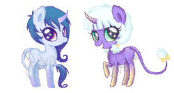 Size: 462x247 | Tagged: safe, artist:ne-chi, oc, pony, unicorn, curved horn, horn, leonine tail, open mouth, simple background, tail, transparent background, unicorn oc