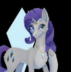 Size: 697x707 | Tagged: safe, alternate version, artist:shackle_moon, part of a set, rarity, alicorn, pony, g4, ear piercing, earring, female, horn, horn jewelry, jewelry, mare, necklace, piercing, solo