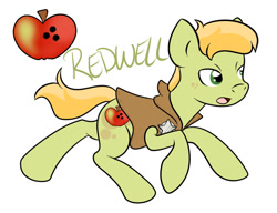 Size: 1024x787 | Tagged: safe, artist:fairiegirl101, oc, oc only, oc:redwell, earth pony, pony, earth pony oc, male, offspring, parent:braeburn, parent:trixie, parents:trixburn, simple background, solo, white background