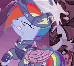 Size: 451x404 | Tagged: safe, screencap, rainbow dash, pegasus, pony, g4, alternate timeline, apocalypse dash, crystal war timeline