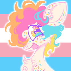 Size: 1000x1000 | Tagged: safe, artist:peaceandlove26, confetti (g1), earth pony, pony, g1, alternate design, alternate versions at source, icon, pride, pride flag, smiling, solo, transgender, transgender pride flag