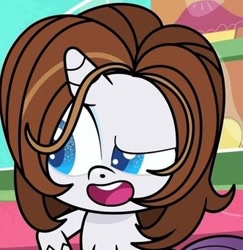 Size: 332x342 | Tagged: safe, screencap, rarity, pony, unicorn, g4, g4.5, my little pony: pony life, the root of it, alternate hairstyle, brunette rarity, female, karen, mare