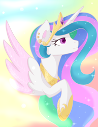 Size: 1024x1326 | Tagged: safe, artist:fairiegirl101, princess celestia, alicorn, pony, g4, ear piercing, female, piercing, profile, solo