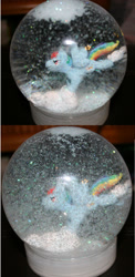 Size: 1024x2102 | Tagged: safe, artist:mistylake, discord, rainbow dash, pegasus, pony, g4, female, photo, snow globe, solo