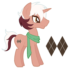 Size: 680x646 | Tagged: safe, artist:ne-chi, oc, oc:trim r.gyle, pony, unicorn, clothes, cutie mark, horn, scarf, simple background, transparent background, unicorn oc