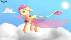 Size: 3840x2160 | Tagged: safe, artist:ryma2001, fluttershy, original species, pony, g4, female, flying, high res, solo, species swap