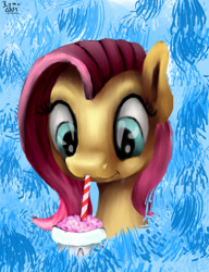 Size: 1023x1334 | Tagged: safe, artist:ryma2001, fluttershy, pony, g4, female, milkshake, solo