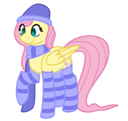 Size: 400x379 | Tagged: safe, artist:fluttershydaily, fluttershy, g4, clothes, hat, scarf, simple background, socks, solo, striped scarf, striped socks, transparent background, winter outfit