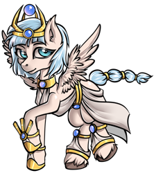 Size: 606x673 | Tagged: safe, artist:leastways, oc, oc only, pegasus, pony, clothes, crown, egyptian, egyptian pony, jewelry, pega, priestess, regalia, simple background, solo, transparent background