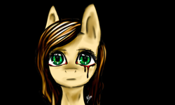 Size: 1024x616 | Tagged: safe, artist:minckies, oc, oc only, earth pony, pony, black background, blood, bust, crying, simple background, solo, tears of blood