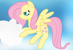 Size: 400x273 | Tagged: safe, artist:fluttershydaily, fluttershy, g4, cloud, fluttershy is not amused, flying, sky, unamused, weather team