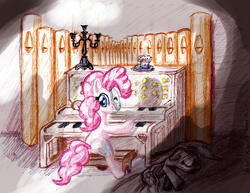 Size: 3256x2516 | Tagged: safe, pinkie pie, rainbow dash, earth pony, pegasus, pony, g4, female, high res, musical instrument, organ, phantom of the opera, pipe organ, solo