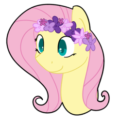 Size: 400x408 | Tagged: safe, artist:fluttershydaily, fluttershy, g4, floral head wreath, flower, simple background, smiling, solo, transparent background, wreath