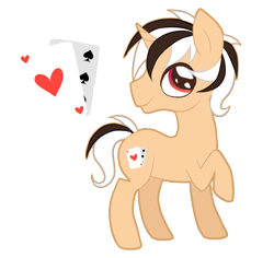 Size: 762x720 | Tagged: safe, artist:ne-chi, oc, oc:card trick, pony, unicorn, card, horn, raised hoof, simple background, transparent background, unicorn oc