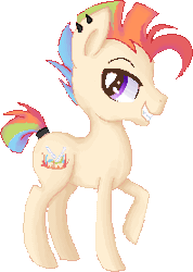 Size: 198x278 | Tagged: safe, artist:ne-chi, oc, earth pony, pony, animated, commission, ear piercing, earring, earth pony oc, gritted teeth, jewelry, piercing, raised hoof, simple background, teeth, transparent background