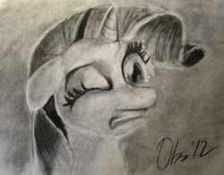 Size: 1200x942 | Tagged: safe, artist:obsequiosity, rarity, pony, unicorn, g4, charcoal (medium), female, grayscale, monochrome, solo, traditional art