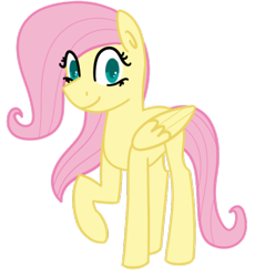 Size: 400x434 | Tagged: safe, artist:fluttershydaily, fluttershy, pony, g4, female, filly, filly fluttershy, looking at you, raised hoof, simple background, solo, transparent background, younger