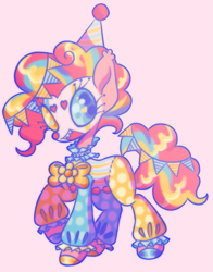 Size: 1139x1455 | Tagged: safe, artist:webkinzworldz, pinkie pie, earth pony, pony, g4, clown, clown makeup, clown nose, hat, heart, heart eyes, heterochromia, party hat, red nose, solo, wingding eyes