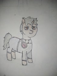 Size: 3120x4160 | Tagged: safe, artist:valuable ashes, pony, unicorn, clothes, headphones, pants, shirt, solo, traditional art