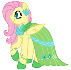 Size: 400x392 | Tagged: safe, artist:fluttershydaily, fluttershy, pony, g4, clothes, dress, grand galloping gala, simple background, smiling, solo, transparent background