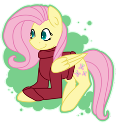 Size: 400x400 | Tagged: safe, artist:fluttershydaily, fluttershy, pony, g4, clothes, lying down, prone, simple background, smiling, solo, sweater, sweatershy, transparent background