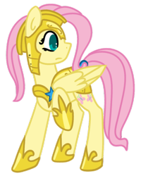 Size: 400x500 | Tagged: safe, artist:fluttershydaily, fluttershy, g4, armor, armored pony, guard armor, looking at someone, raised hoof, simple background, transparent background
