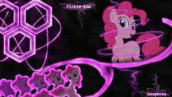 Size: 1920x1080 | Tagged: artist needed, safe, artist:forgotten5p1rit, edit, pinkie pie, earth pony, pony, g4, abstract background, female, hexagon, looking sideways, looking up, mare, name, open mouth, open smile, smiling, solo, sparkles, swirls, wallpaper, wallpaper edit